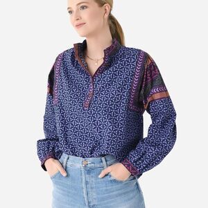 XIRENA Women’s Geometric Mockneck Izzie Top Blouse Size L